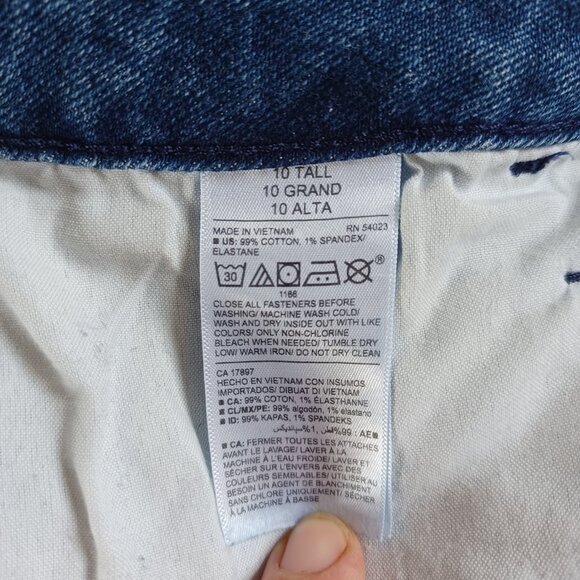 Old Navy Jeans Highrise Wide Leg Ankle Length Medium Wash Raw Hem Size 10T - Picture 8 of 11